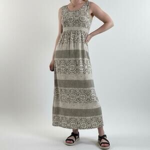 Sonoma Olive Green Medallion Print Boho Maxi Everyday Dress